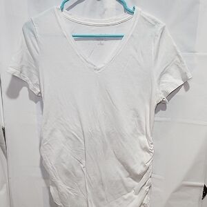 Isabel Maternity by Ingrid & Isabel White Ruched Short Sleeve Tee